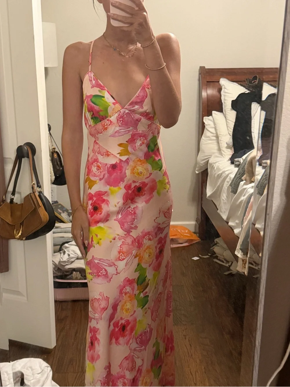 Bardot NWT Floral Slip Midi Dress - Pink - Picture 4 of 4